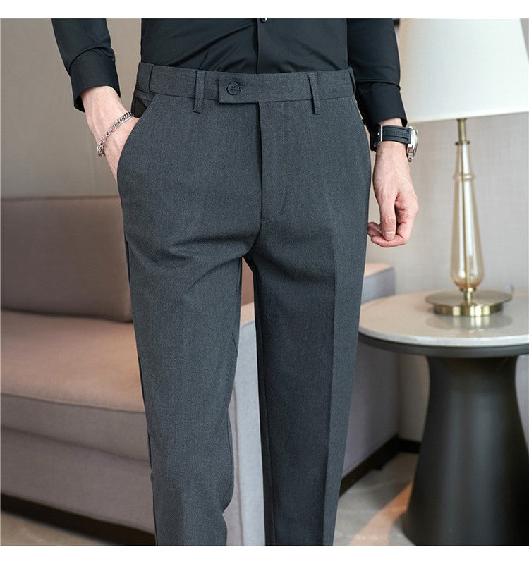 Men Suit Pant Autumn Elastic Waist Solid Slim Fit Dress Pants Business Casual Office Social Trouser Plus Size 40 38 Men Clothing