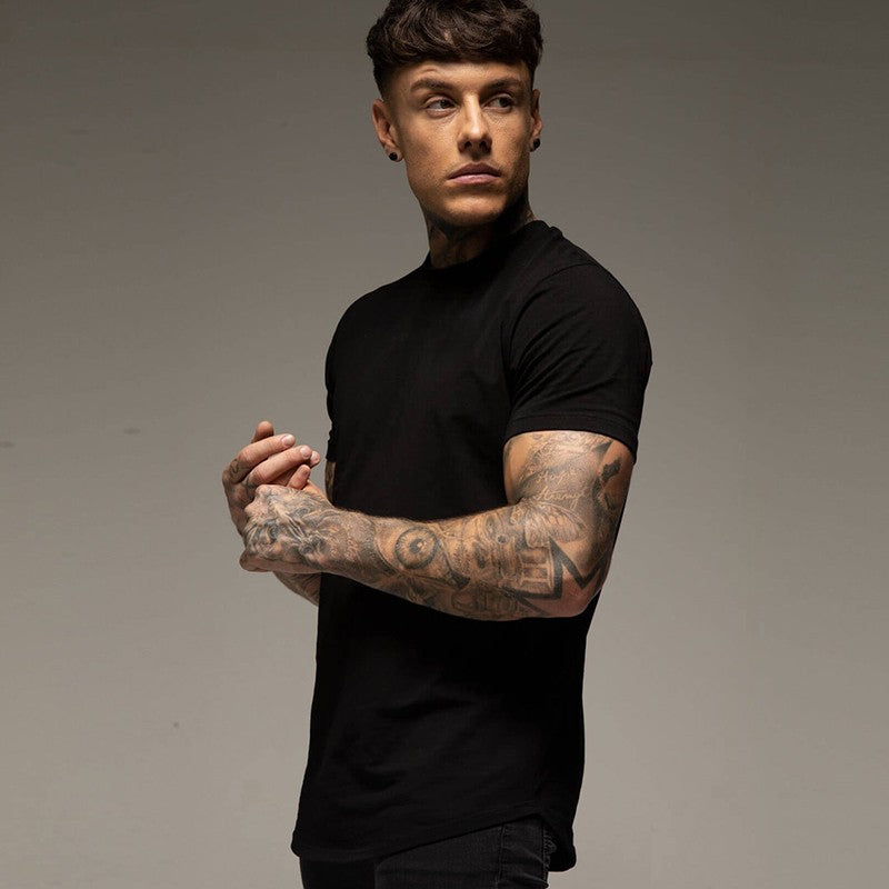 Plain Summer Workout Gym T-Shirt Mens Cotton Short Sleeves T Shirt Casual Tee Tops O-neck Streetwear Fashion Sports Clothing