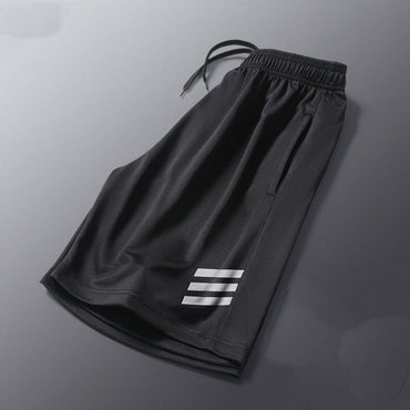New Black Running Shorts Men Striped Printing Loose Basketball Sport Gym Breathable Shorts Fitness Training Workout Bottom Male