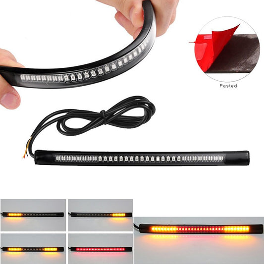 1pc LED Motorcycle Decorative Lights Strip Light 48SMD Motorbike Tail Brake Stop Turn Signal Strip Stop Light General Fashion