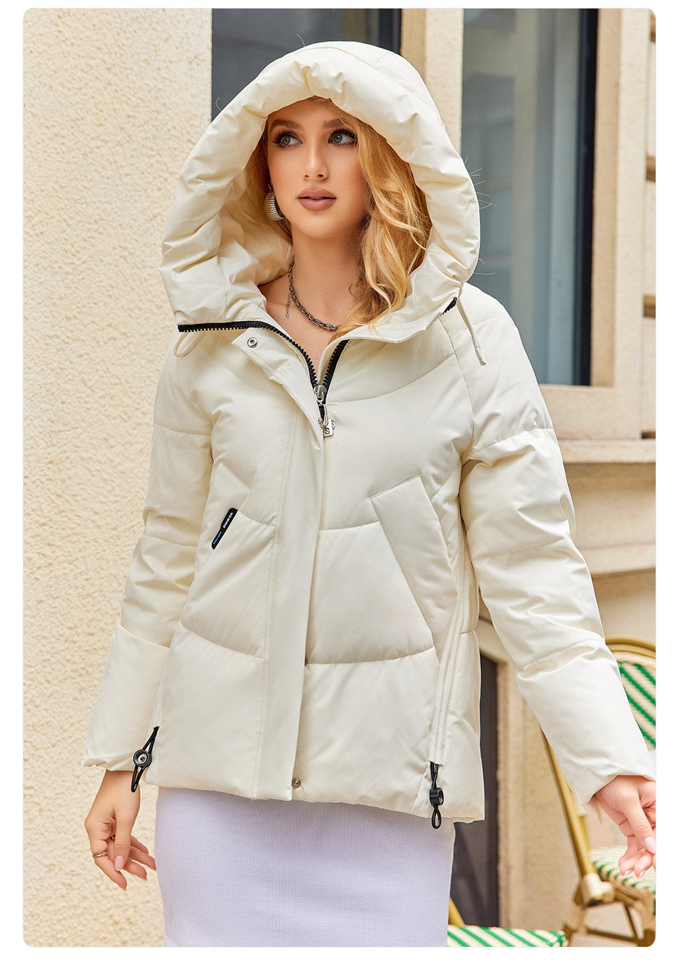 GASMAN 2023 Winter Down Jacket Women Short Classic zipper Design Pocket Stand Collar Hooded Slim Coat Women Parkas  83319