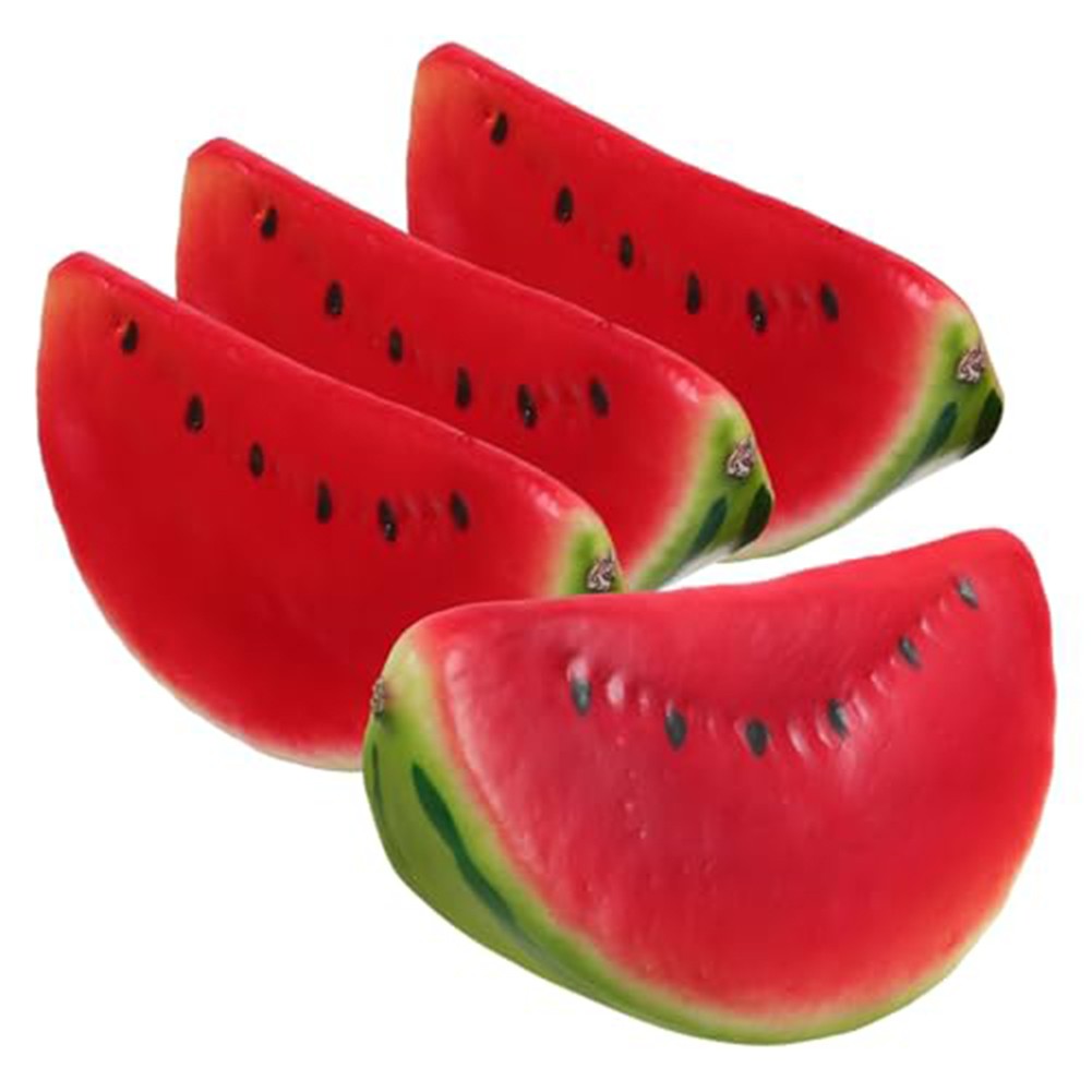4pcs Artificial Fruits Simulated Watermelon Model Fruit Slices Photography Prop Foam Fake Watermelon Ornament Food Holiday Party