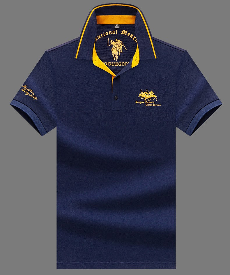 Summer New Embroidered Cotton Short Sleeved Polo Shirt for Men's Fashion, Casual, Comfortable, and Breathable T-shirt Top