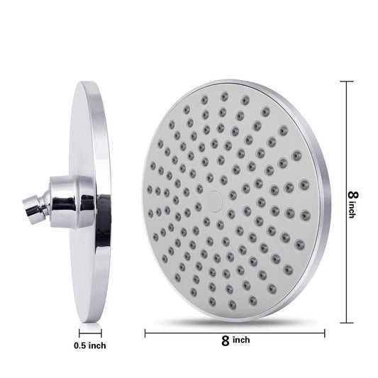High Pressure Shower Head 8 Inch Rain Showerhead G1/2 Adjustable Bathroom Shower Head Spray Showerhead Polished Chrome Bath Rain