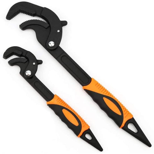 Quick Power Grip Pipe Wrench for Repair and Home Maintenance, 2Pcs Multi-Functional Universal Wrench Set Self Adjusting Spanner