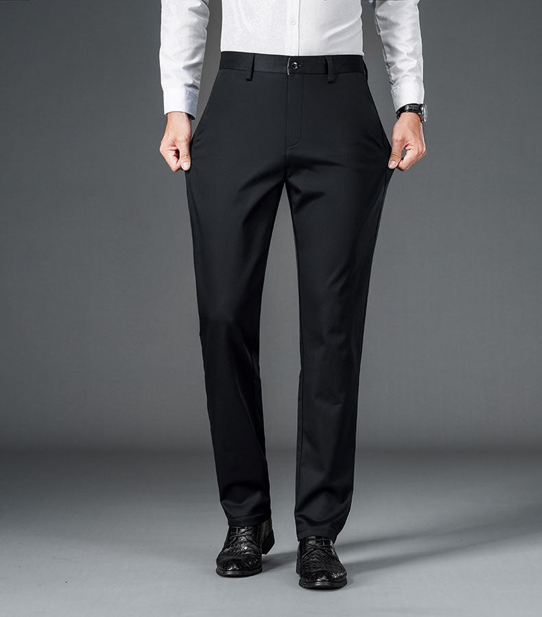 Men's lightweight business casual pants with micro elasticitymen's quick drying pantsnew straight leg office black deep bluepant