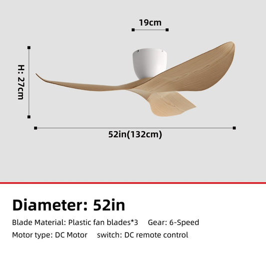 FUMANJIA 52"/60" Ceiling Fan DC Motor 6-Speed Remote Silent 3 ABS Blades - Vintage Industrial Ventilator for Home/Office/Coffee