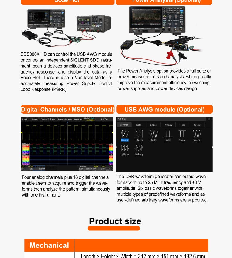 SIGLENT’s SDS800X HD series High Resolution Digital Storage Oscilloscopes SampleRate 2 GSa/s, 12-bit Analog-Digital ConverterS