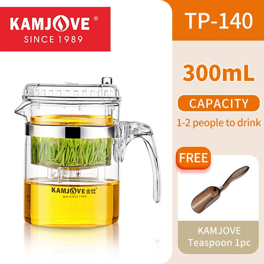 KAMJOVE Tea Pot for Infusions One-touch Tea Filtering Heat-resistant Glass Tea Cup 200/300/500/1000/1200ML Tea Brewing Kettle