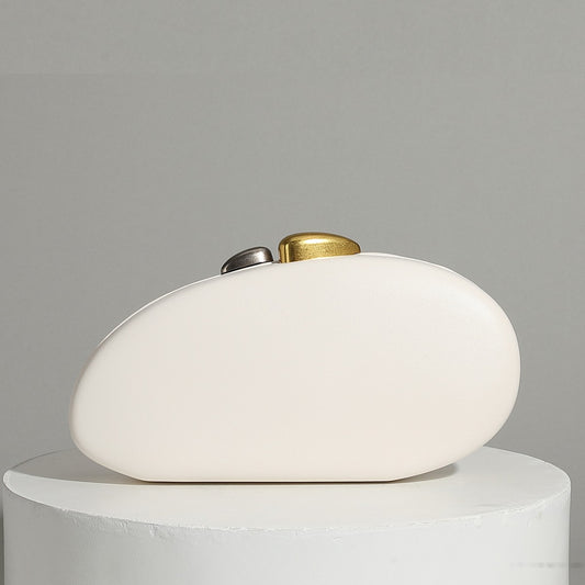 Designer Shell Shape Clutch Bag Women Evening Party Leather Handbag Metallic Closure Shoulder Crossbody Bags Small Dinner Purse