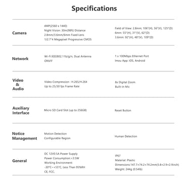 IMOU Outdoor Bullet 2C 5MP Wifi Camera Weatherproof AI Human Detection Outdoor Surveillance ip Camera