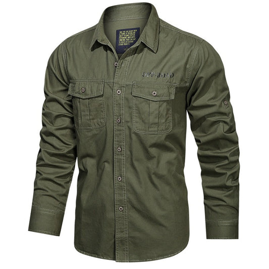 Green Black Cargo Long Sleeves Shirts For Men's 2024 Spring Autumn Design Brand Oversize 4XL 5XL Military Clothes Casual Blouse