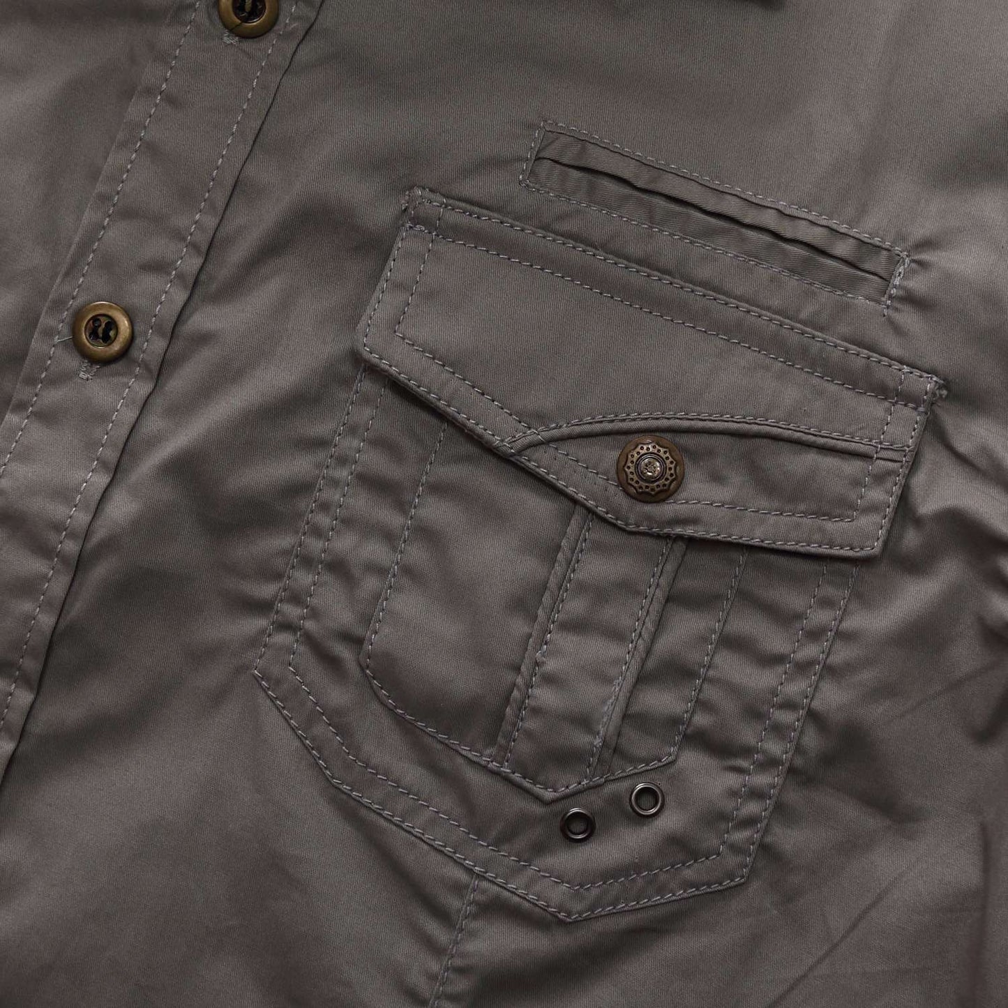 2025 New Fashion Men's Short Sleeve Safari Shirt Tops Summer 100% Cotton Solid Color Casual Cargo Work Shirts with Pocket