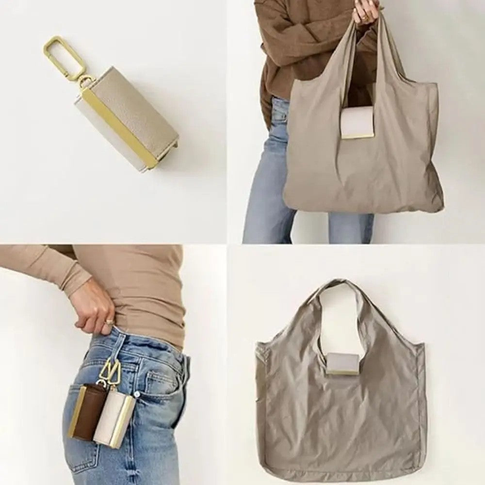 New Mini Keychain Tote Bag with Key Ring Expandable Supermarket Eco-Friendly Bag Reusable Foldable Handbag for Travel
