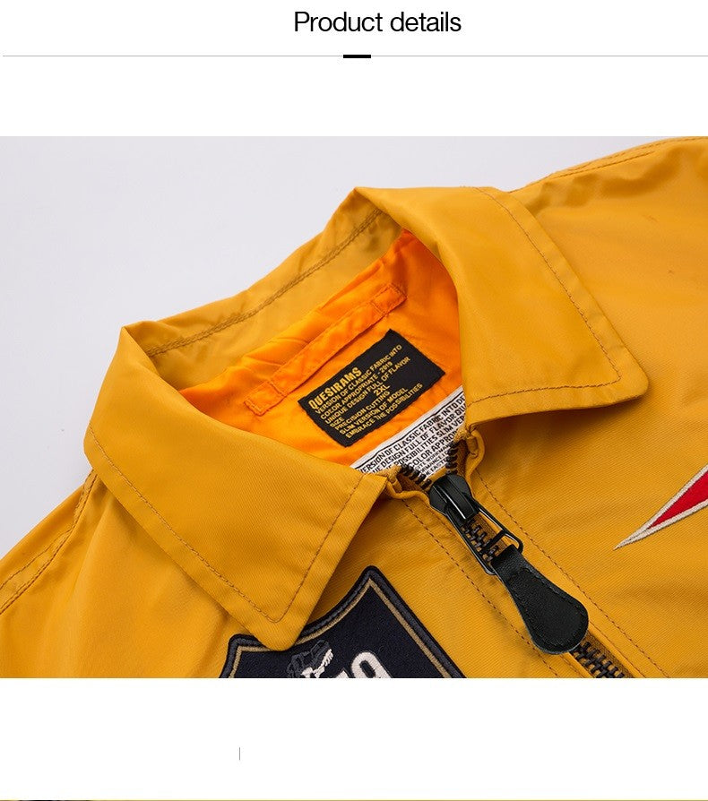 Spring Autumn Male Jackets Thin Army Green Motorcycle Ma-1 Aviator Pilot Air Men Bomber Jacket Embroidery Lapel All-Match