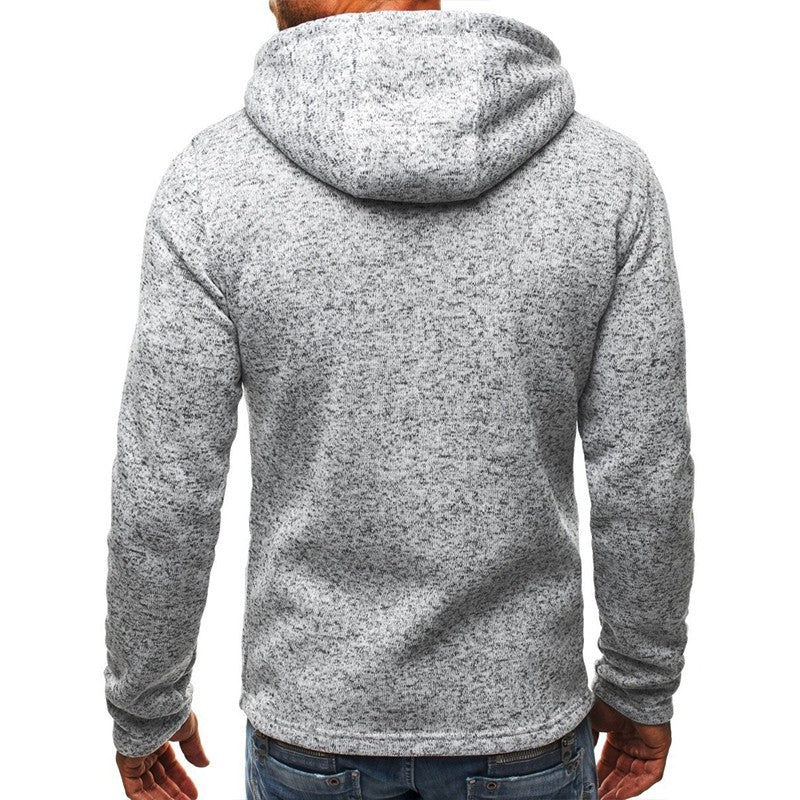 Men's Hoodie with Side Zipper Pockets Thin Wool Solid Color Casual Outdoor Hooded Tracksuit Long Sleeves Slim Hooded Jacket