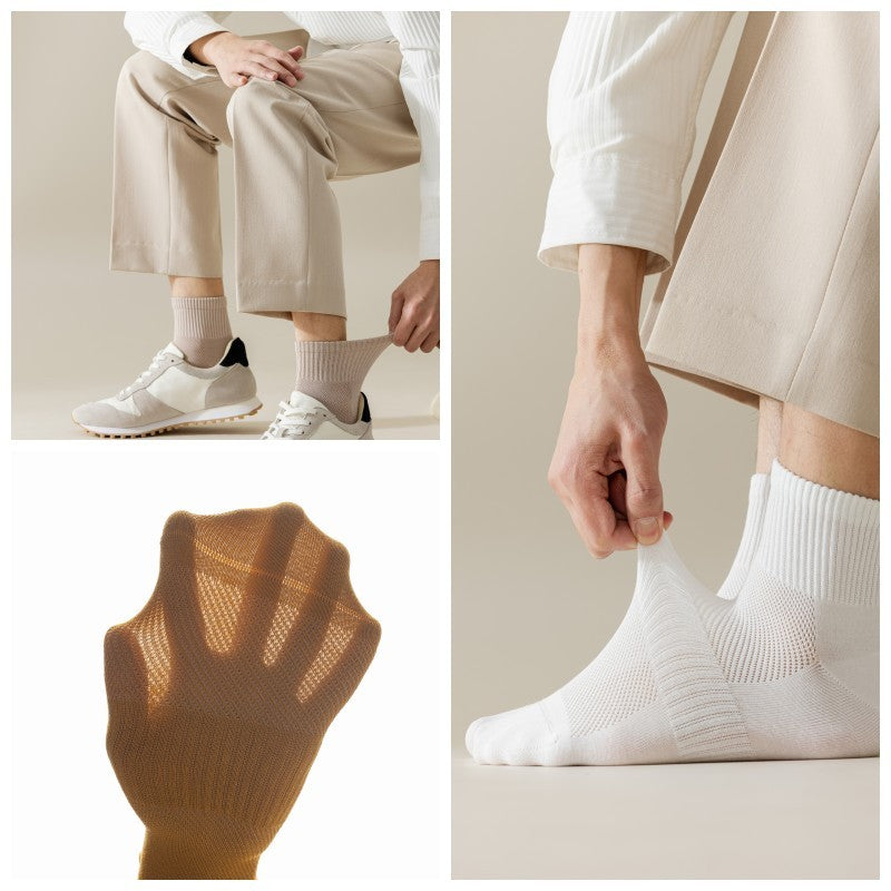 5/10 Pair Men's Cotton Socks High Quality Breathable Mesh Socks Durable Solid Color Casual Socks Fashion Dress Socks Man