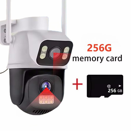 8MP 4K WiFi Camera Dual Lens Dual Screen Wireless Outdoor Surveillance Human Detect Security Protection Two Way Audio PTZ IP Cam