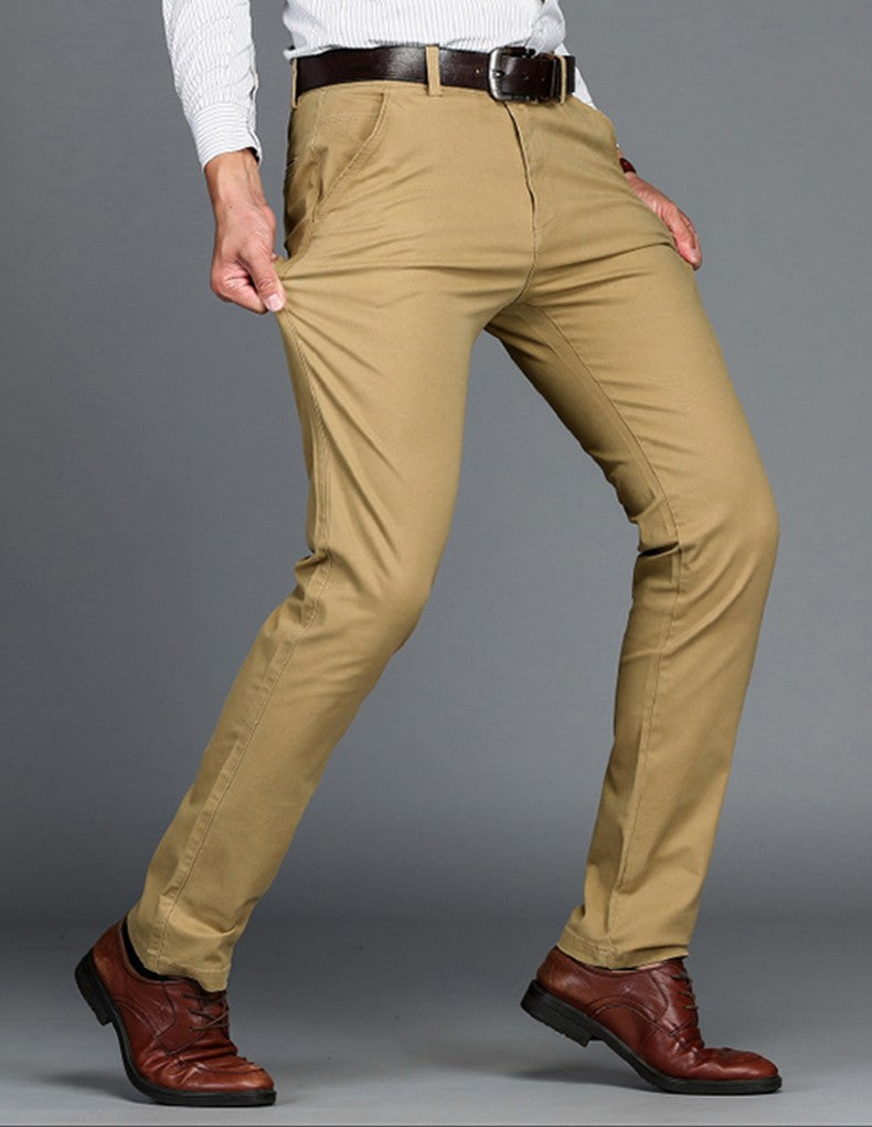 Mens Pants Cotton Casual Stretch male trousers man long Straight High Quality 4 color Plus size pant suit 42 44 46