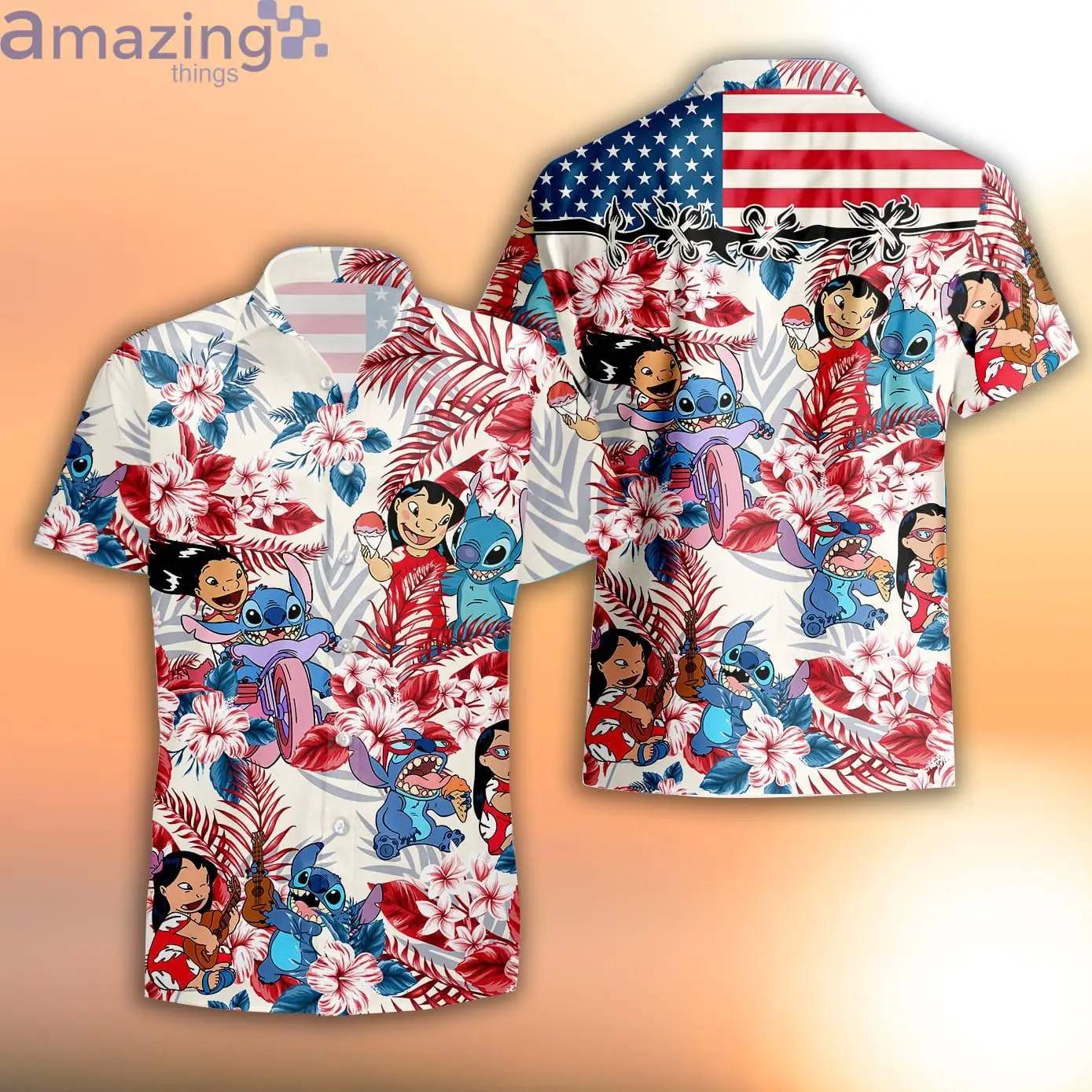 Miniso Stitch Hawaiian Shirts Vacation Shirts Men's Disney Hawaiian Shirts Casual Button Down Short Sleeve Shirt Vintage T-Shirt