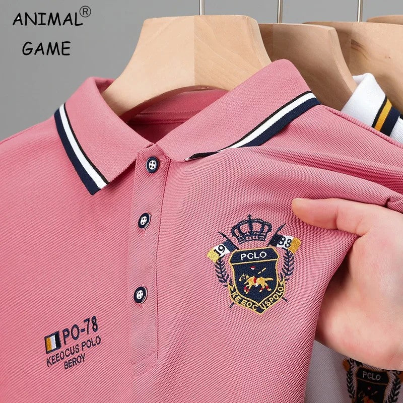 summer Men's Casual Embroidery Short Sleeve Polo Shirt New Fashion Solid Color Top