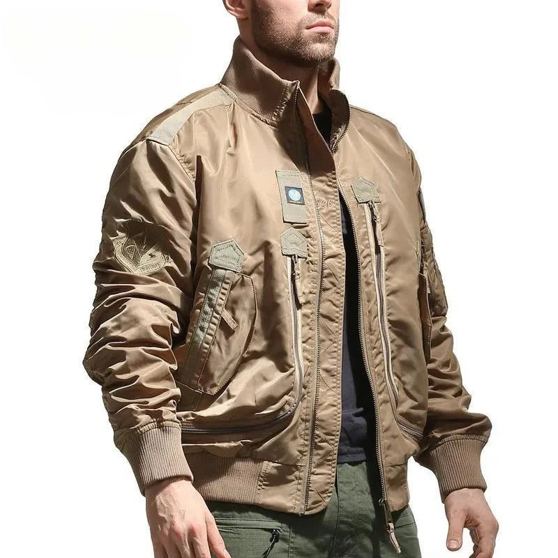 Men's pilot jacket men's air force MA1 baseball jacket spring and autumn casual youth trend military fan stand up collar jacket
