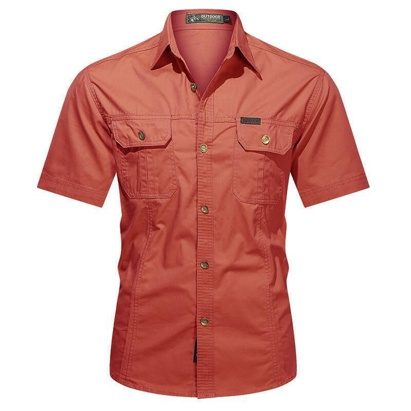 Summer Quick Dry Short Sleeve Army Fan Tactical Shirt Mens Thin Breathable Lapel Cargo Shirts Tops Outdoor Hiking Military Shirt