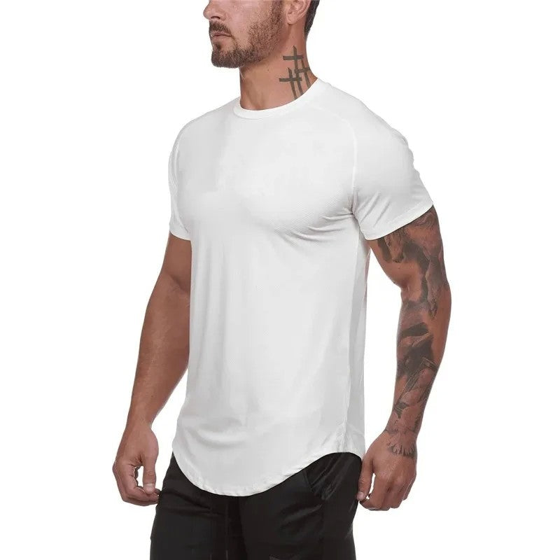 Summer Cotton Sports T-Shirts Mens Slim Fit Gym Fitness Male T Shirt Casual Running Bodybuilding Man Jogging Workout Clothing ?