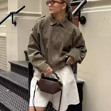 TFMLN Autumn Women Fashion Bomber Jackets Casual Soft Lantern Long Sleeve Oversized Coat Female Short Zipper Outwear ?