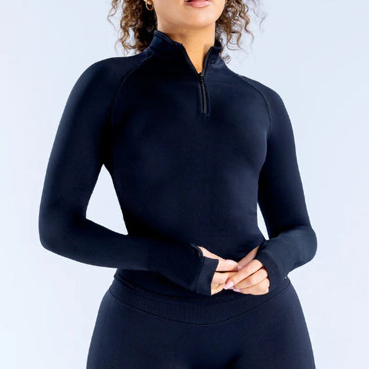 Long Sleeve Yoga Shirt Women Half Zipper Gym Top Tight Sports Shirts Fitness Coat Workout Pilates Clothes Running Sports Top