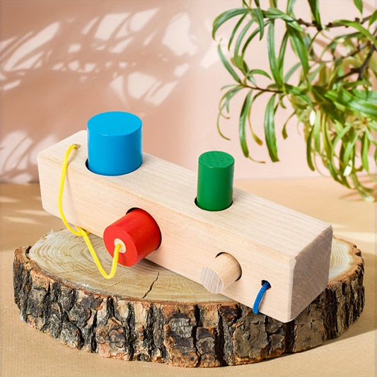 Conjunto de Colunas para Bebês e Crianças Pequenas, Blocos de Construção de Posicionamento, Cordas de Correspondência, Exercício para Bebês, Habilidade de Coordenação Olho-Mão, Brinquedos Educacionais de Madeira para Iluminação da Educação Infantil