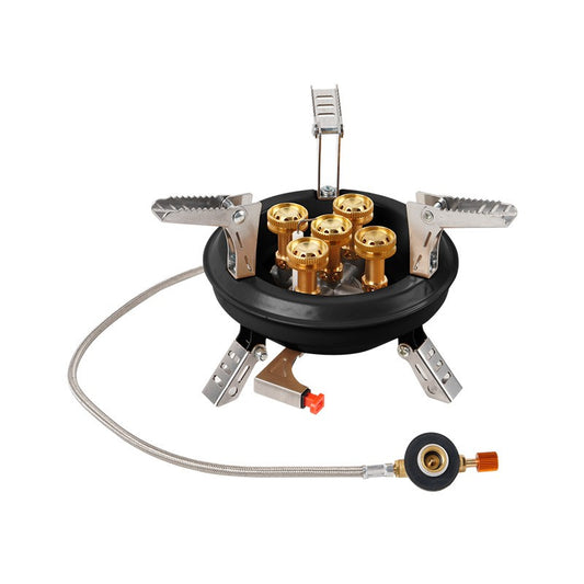 BRS-201A Five-core Fire Stove, Cassette Butane Liquefaction Portable High-power Gas Stove with Electronic Igniter Split Cooktops