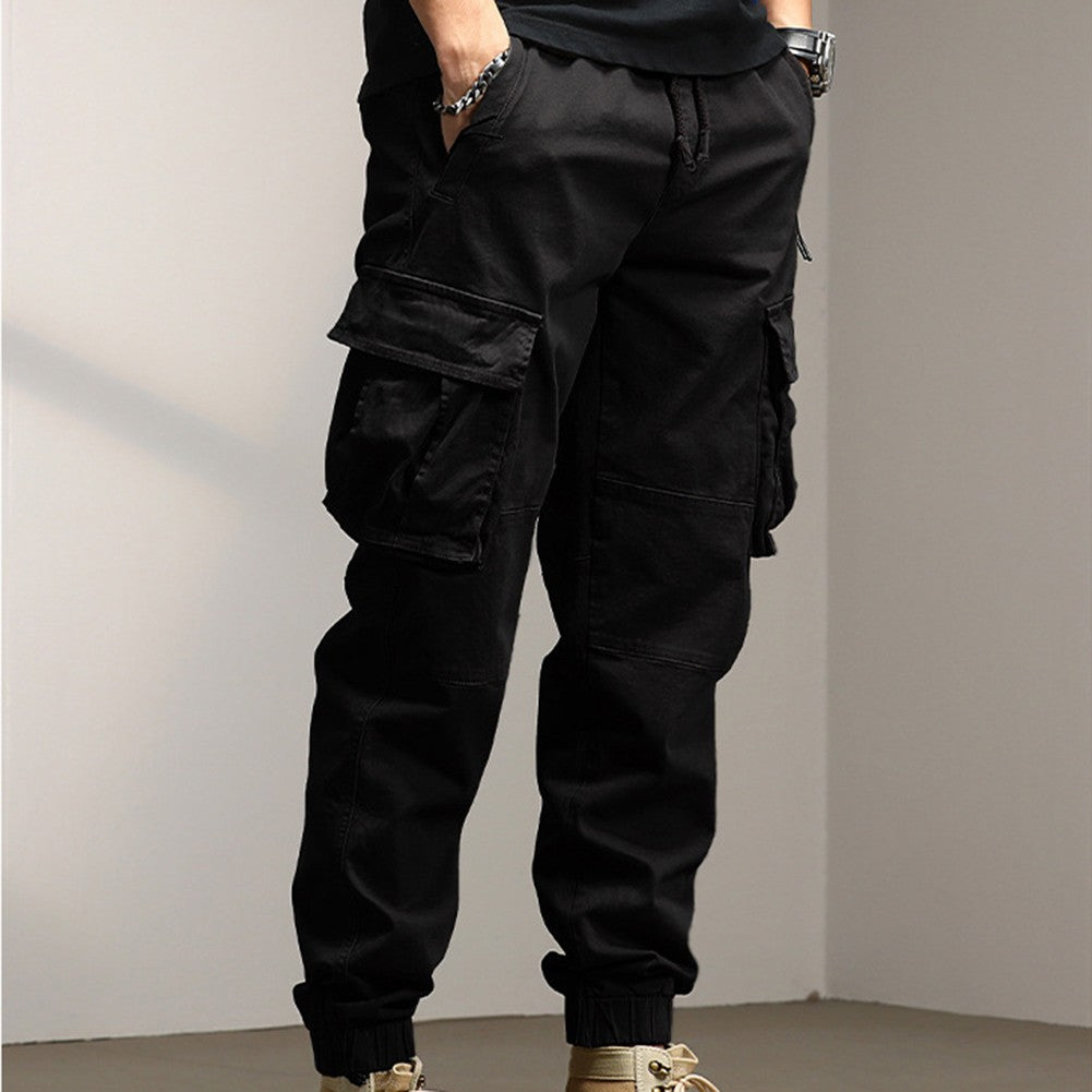 Solid Cargo Pants for Men Casual Loose Fit Ankle Banded Trousers Suitable for Spring and Autumn Grey Black Green