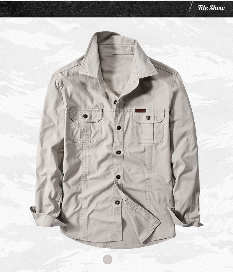 Brand Cotton Shirt Men's Spring Casual Cargo Shirts Male Long Sleeves Shirts Camiseta Masculina Plus Size 5XL 6XL