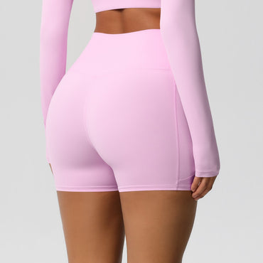 Solid Color Yoga Pants With Pockets Quick Drying High Waisted Gym Push Up Yoga Shorts for Woman Breathable Workout Fitness Short