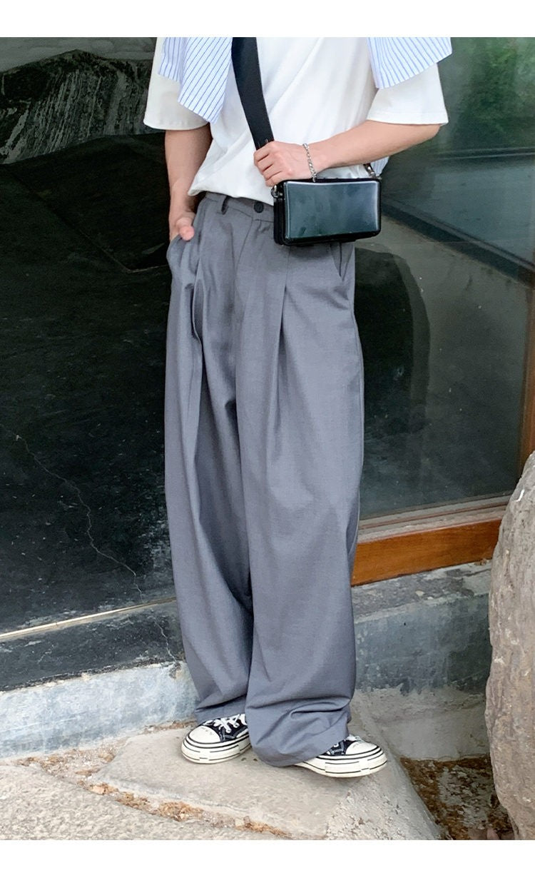 Oversized Black Suit Pants Men Fashion Social Mens Dress Pants Korean Loose Wide Leg Pants Mens Office Formal Trousers M-3XL