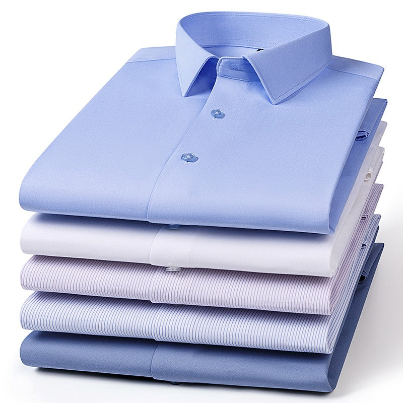 8XL Anti-Wrinkle 80% Cotton 15% Elastic Silk 5% Spandex No-Iron Business Office Soft Cozy Micro Elastic Long-sleeved Shirts Men