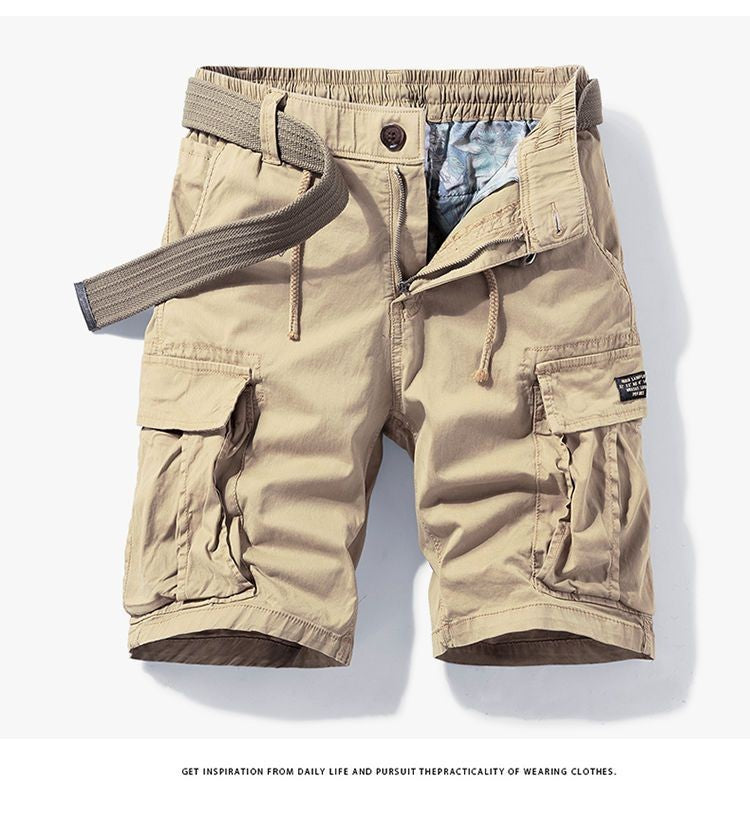 Men's Casual Loose Cotton Work orts American Retro Sle Five-Quarter Length Youth Faion Summer Apparel Straight Leg Fit
