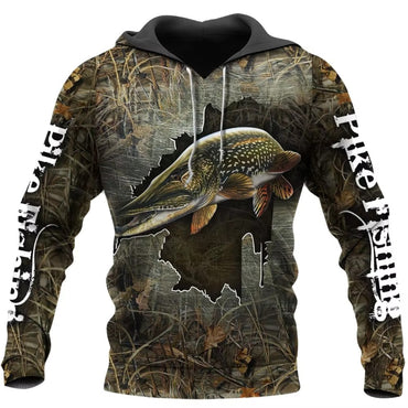 Fashion Northern Pike Fishing 3D Print Men's Hoodie Sweatshirt Autumn Unisex Hoodies Casual Kid Hoodie Women Hoodie sportswear