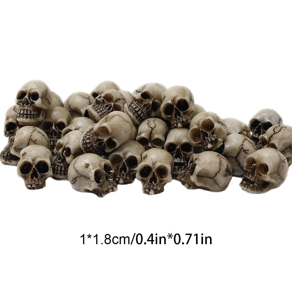 20Pcs Mini Skull Model Collectable Halloween Gothic Skull Sculptures Creative Festival Theme Landscape Garden Potted Plant Decor