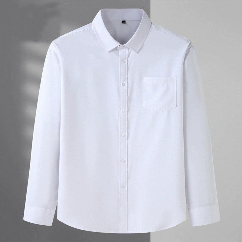 Spring and Autumn Large Size 15XL Men's Long-sleeved Shirt Fat High Elastic Solid Color Shirt 12XL 11XL 10XL 9XL 8XL 7XL 200kg