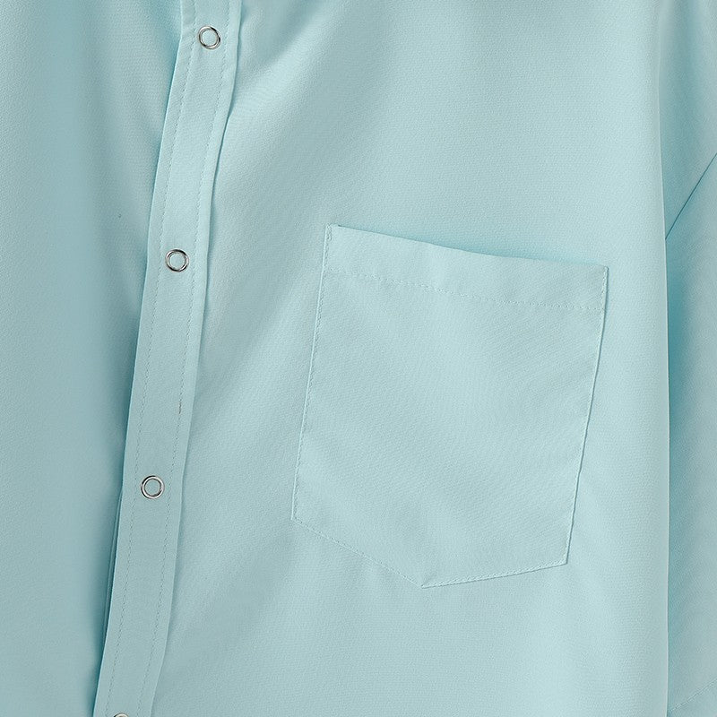 INCERUN Men's Shirts Solid Color Lapel Short Sleeve Pockets Button Male Crop Tops Streetwear Summer Loose Fashion Men Clothing