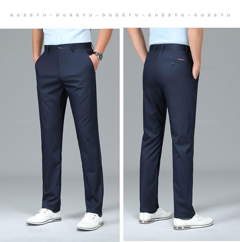 Spring Summer High Quality Luxury Straight Business Suit Pants Men Bamboo Fiber Designer Elegant Casual Long Formal Trouser Male