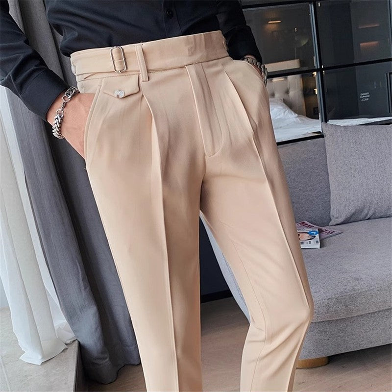 New Men's Suit Pants England Style Smart Casual Solid Slim Fit Straight Dress Pants For Men Formal Trousers Mens Clothing 2024
