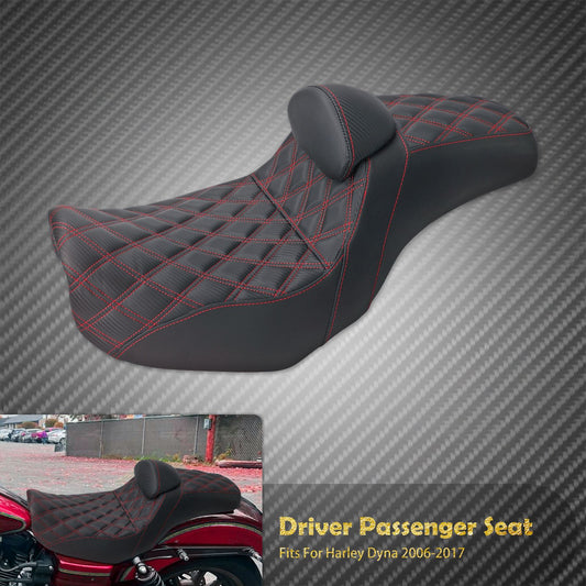 Motorcycle Driver Passenger Two Up Seat With Backrest Cushions Leather Rider Seat For Harley Dyna Low Rider Fat Bob FLD 06-2017