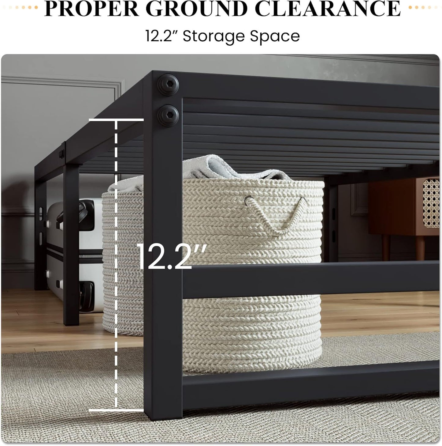 14 Inch Heavy Duty Full Size Metal Platform Bed Frame, Large Under Bed Storage Space, Strong Slats Support, No Box Sprin