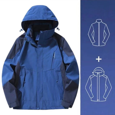 Men's Women's 2025 New Winter Jacket 3 in 1 Waterproof Windproof Detachable Outdoor Hiking Climbing Shell