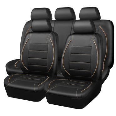 Universal Leather Car Seat Covers Red Simple Waterproof 5 Seat Car Seat Cover