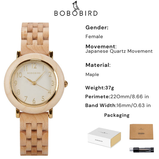 BOBO BIRD Women’s Custom Wooden Watch – Eco-Friendly Personalized Gift Quartz Wristwatch with Engraving Option Dropshipping