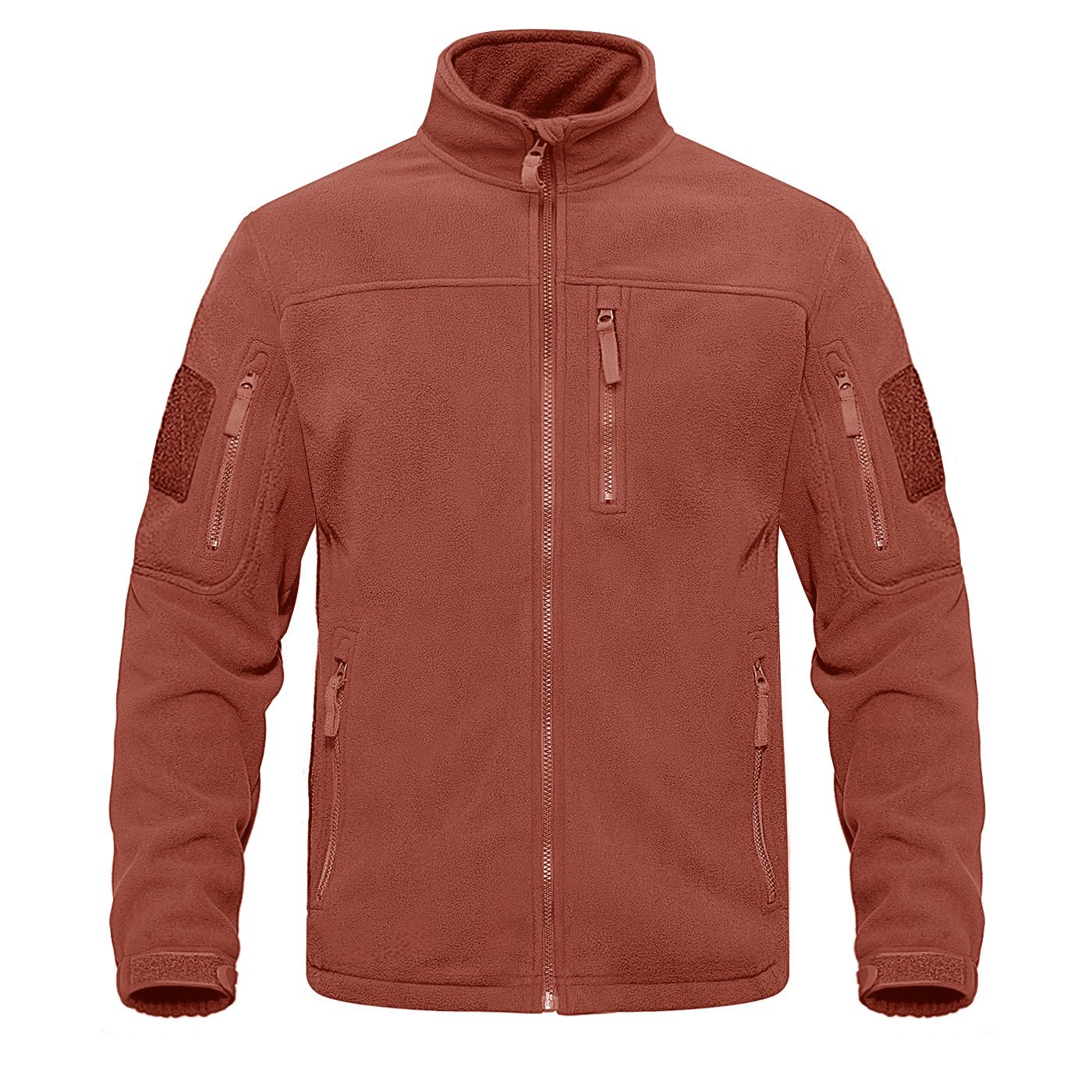 TACVASEN Full Zip Up Green Fleece Jacket Thermal Warm Work Coats Mens Zipper Pockets Jacket Hiking Training Outwear Windbreaker